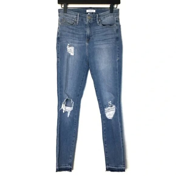 Good American Good Legs Distressed Released Hem Jeans - Picture 3 of 9